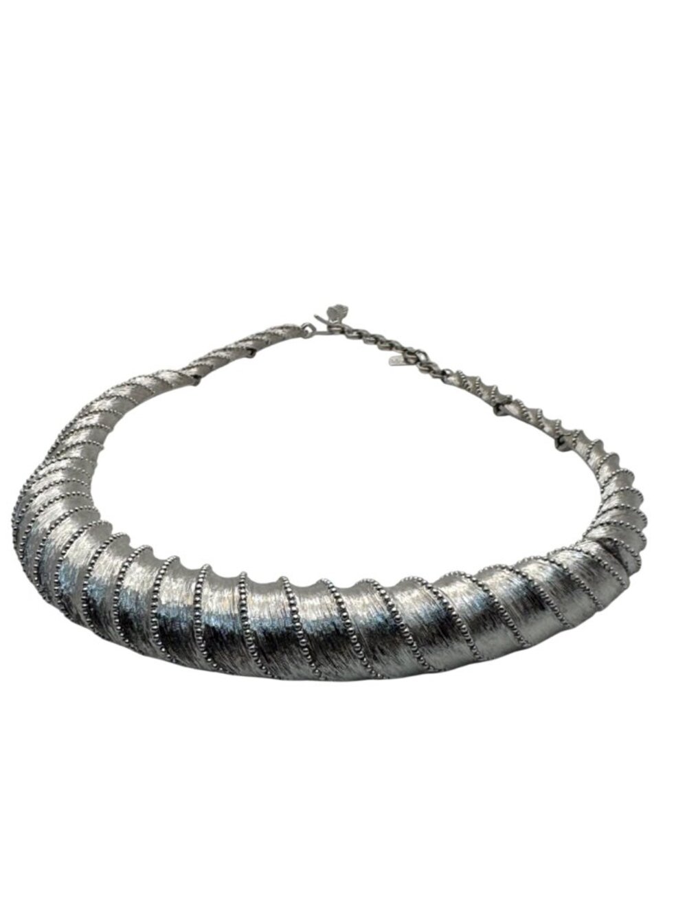 Monet Statement Runway Collar Choker Silver Tone Necklace Twisted Necklace Vtg - Picture 8 of 8